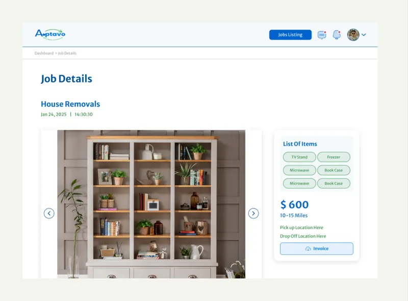 Aptavo, UK Removals · Marketplace, product screenshot